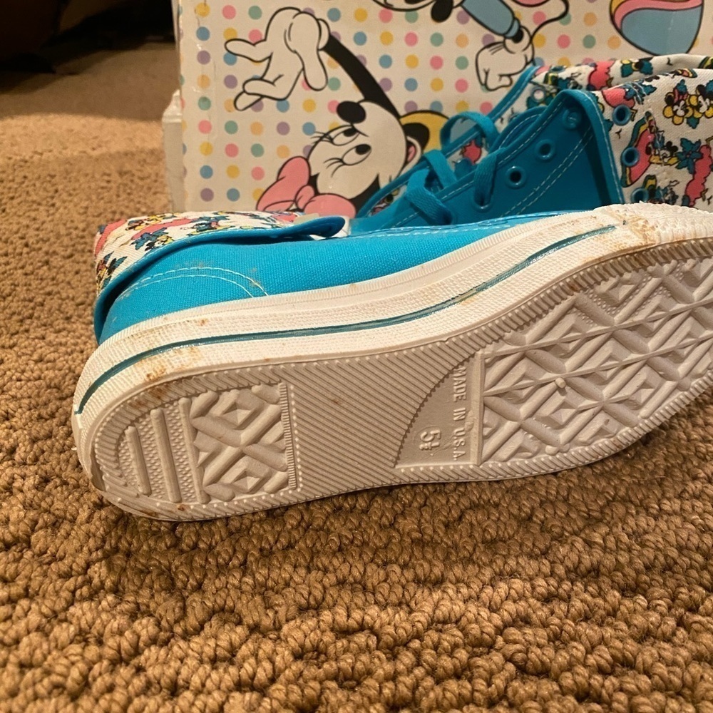 💥 Vintage Mickey & Minnie Mouse X Laced Floral Converse Shoes - Picture 9 of 9